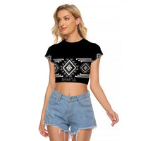 Aotearoa Atua Rehua Personalised Raglan Cropped T Shirt Maori God Of Healing Taniko Motifs LT14 Female Grey - Polynesian Pride