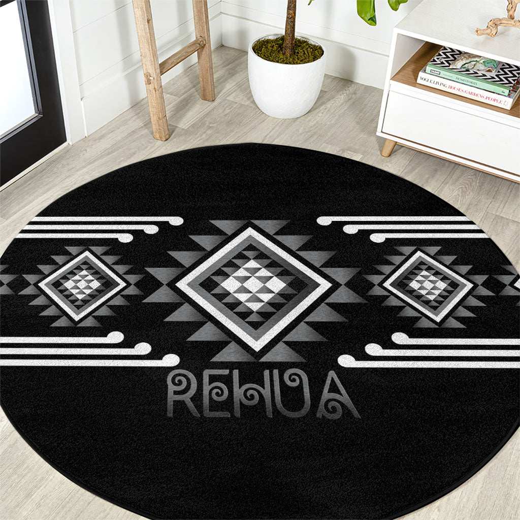 Aotearoa Atua Rehua Round Carpet Maori God Of Healing Taniko Motifs LT14 Grey - Polynesian Pride