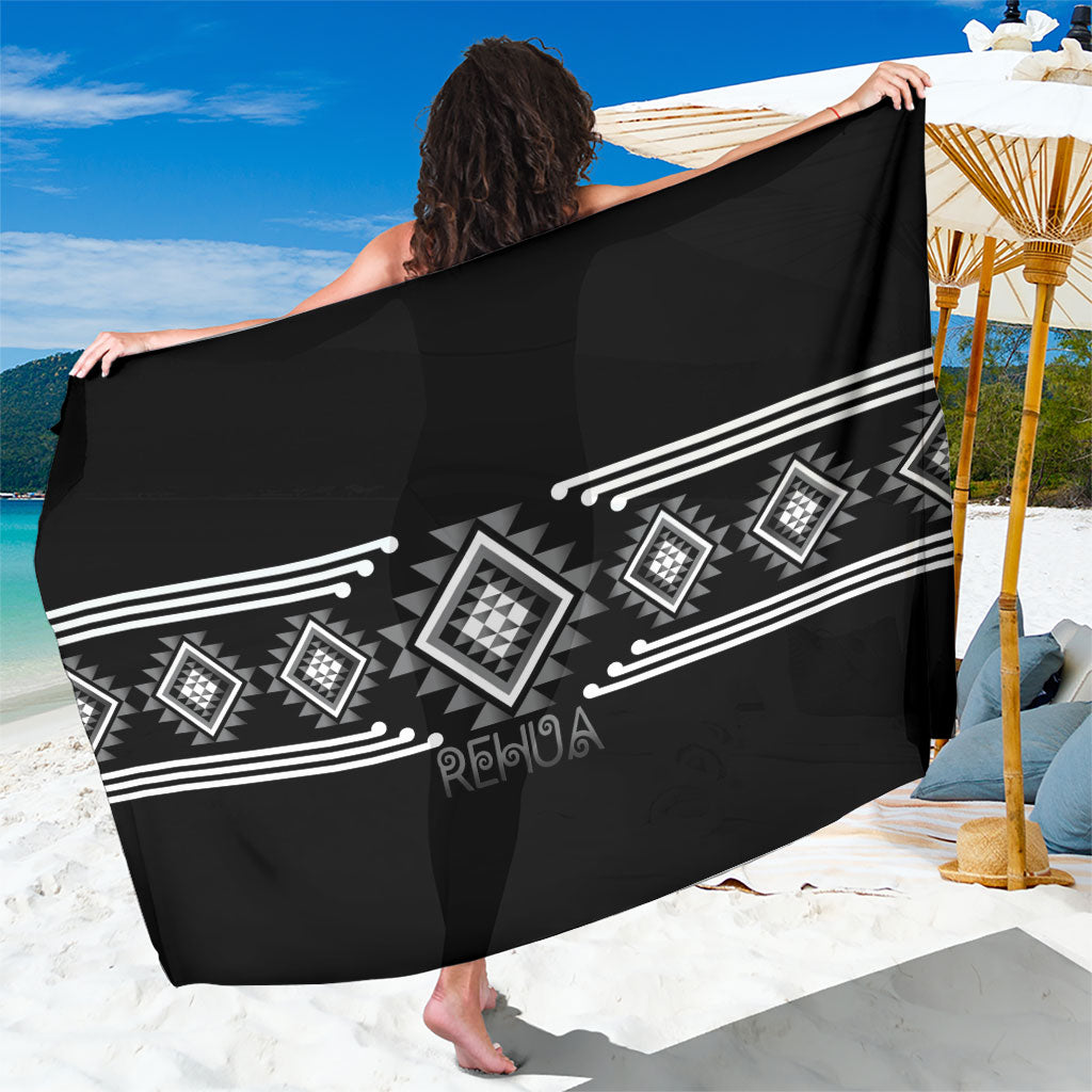 Aotearoa Atua Rehua Sarong Maori God Of Healing Taniko Motifs LT14 One Size 44 x 66 inches Grey - Polynesian Pride