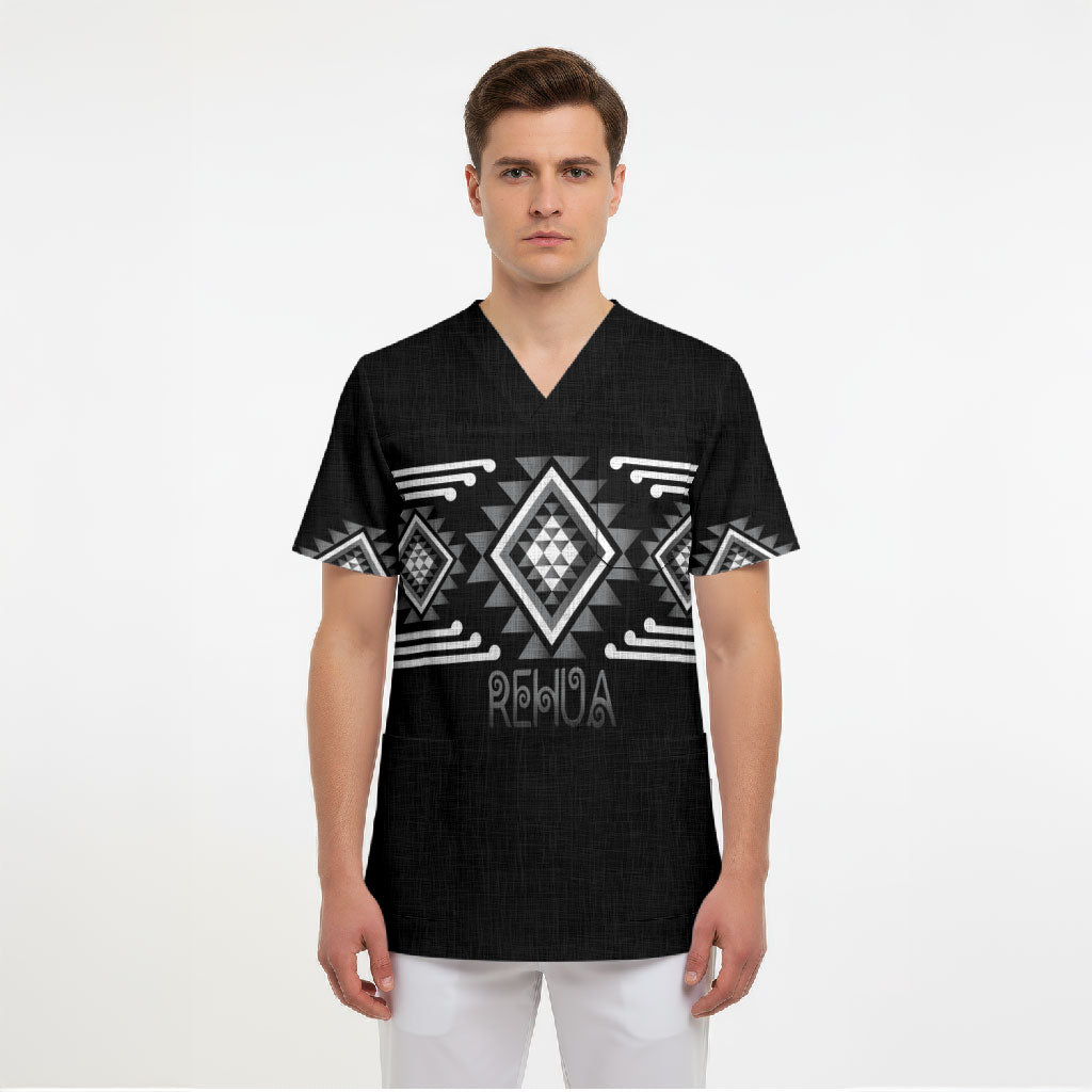 Aotearoa Atua Rehua Personalised Scrub Top Maori God Of Healing Taniko Motifs LT14 - Polynesian Pride