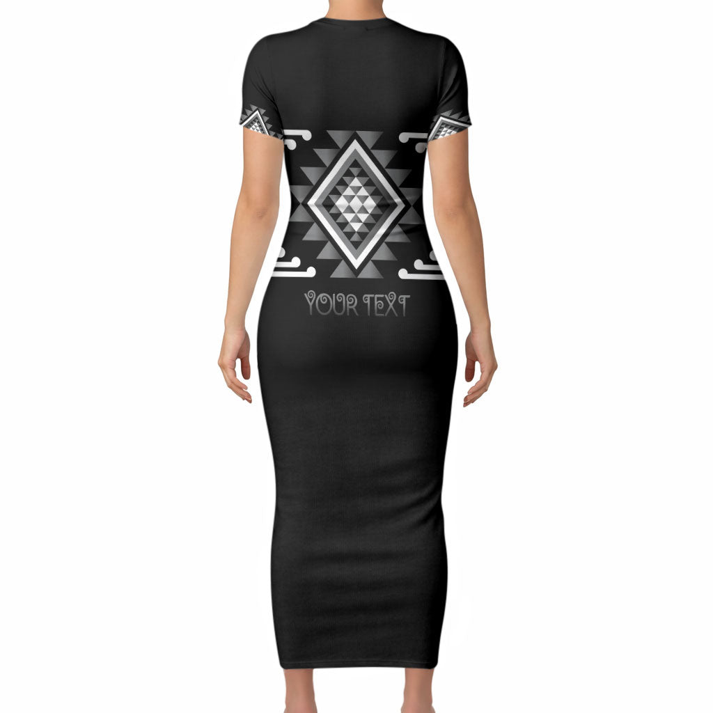 Aotearoa Atua Rehua Personalised Short Sleeve Bodycon Dress Maori God Of Healing Taniko Motifs LT14 - Polynesian Pride