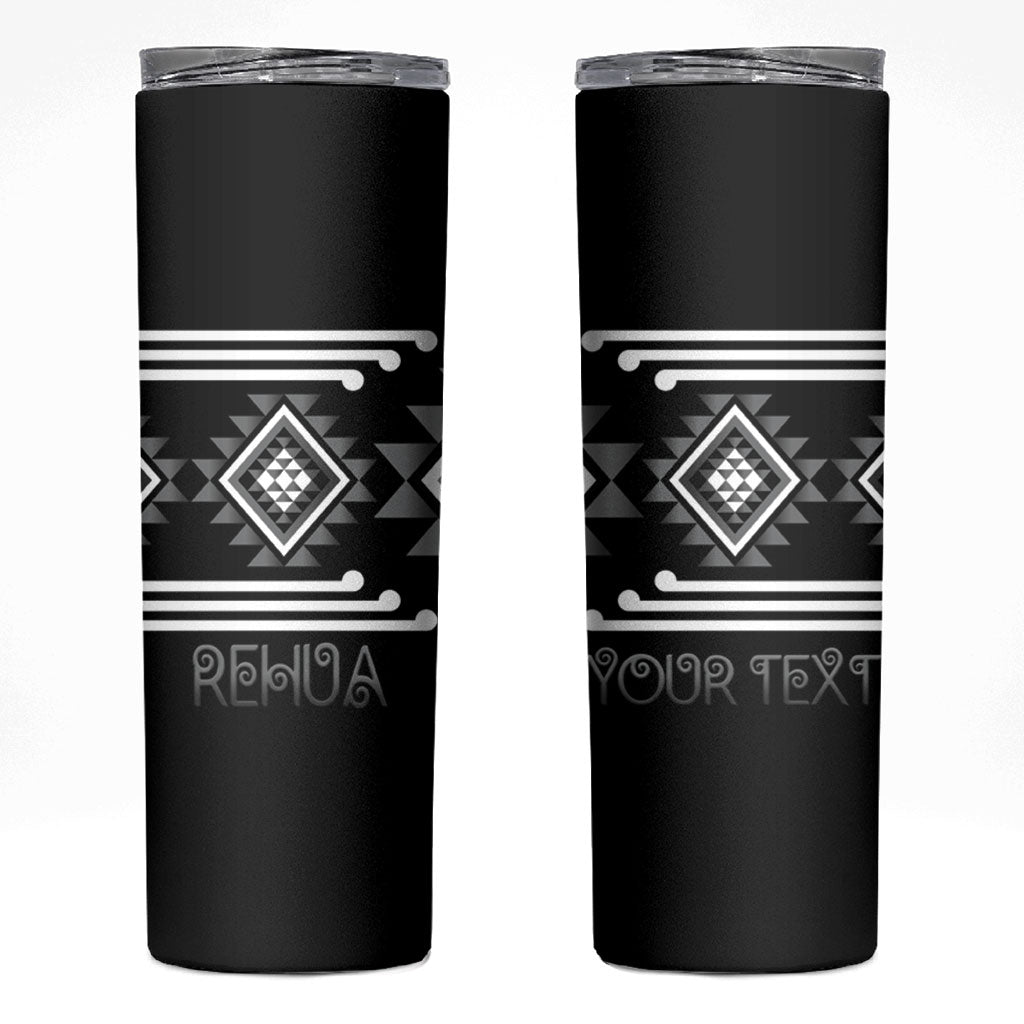 Aotearoa Atua Rehua Personalised Skinny Tumbler Maori God Of Healing Taniko Motifs LT14 Grey - Polynesian Pride