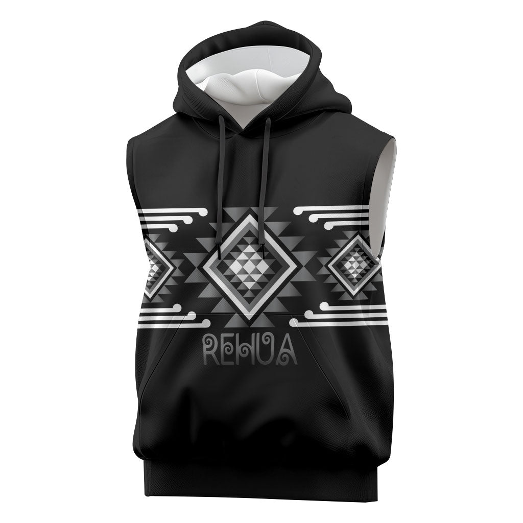 Aotearoa Atua Rehua Personalised Sleeveless Hoodie Maori God Of Healing Taniko Motifs LT14 Grey - Polynesian Pride