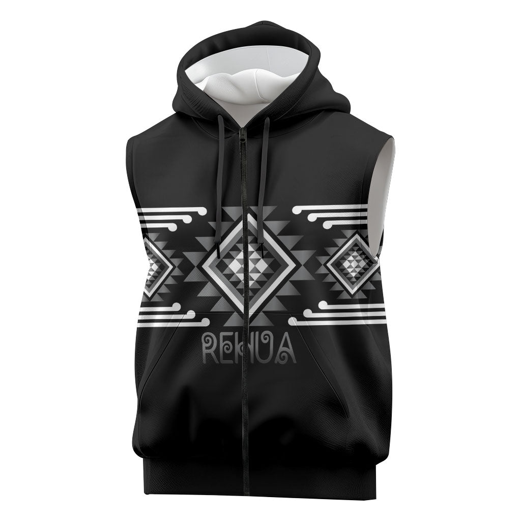 Aotearoa Atua Rehua Personalised Sleeveless Zip Hoodie Maori God Of Healing Taniko Motifs LT14 Grey - Polynesian Pride