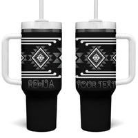Aotearoa Atua Rehua Personalised Tumbler With Handle Maori God Of Healing Taniko Motifs LT14 One Size: 40 oz Grey - Polynesian Pride