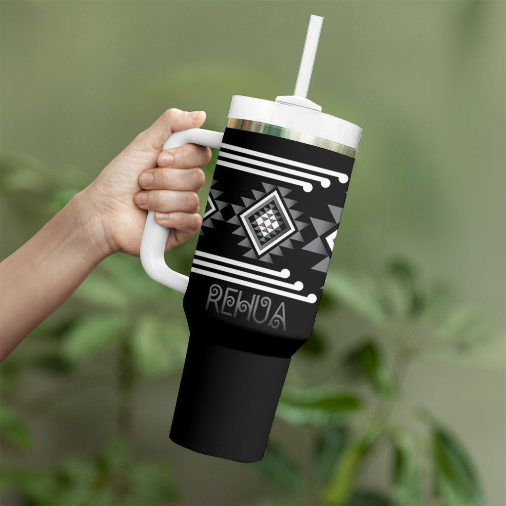 Aotearoa Atua Rehua Personalised Tumbler With Handle Maori God Of Healing Taniko Motifs LT14 - Polynesian Pride