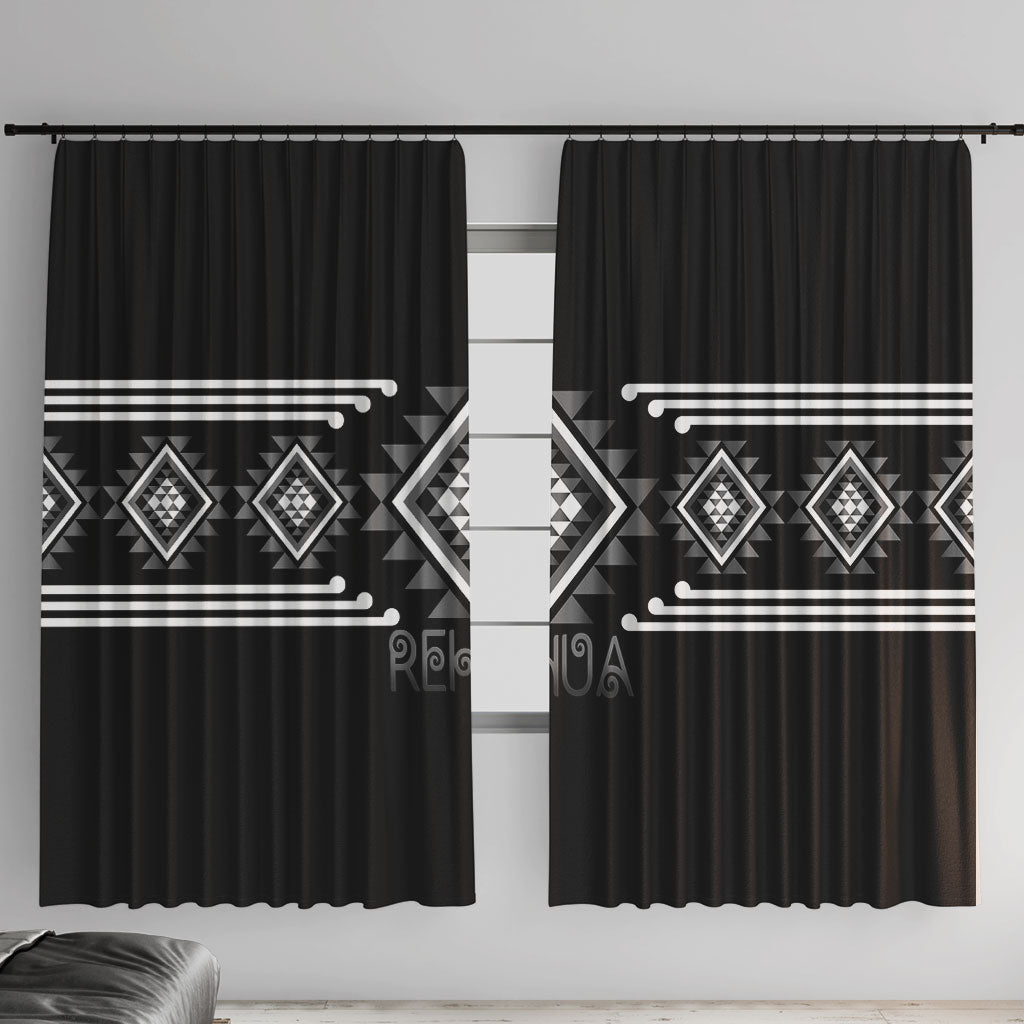 Aotearoa Atua Rehua Window Curtain Maori God Of Healing Taniko Motifs LT14 With Hooks Grey - Polynesian Pride