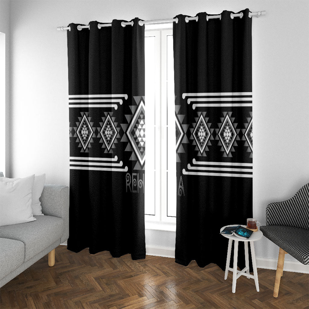 Aotearoa Atua Rehua Window Curtain Maori God Of Healing Taniko Motifs LT14 With Grommets Grey - Polynesian Pride