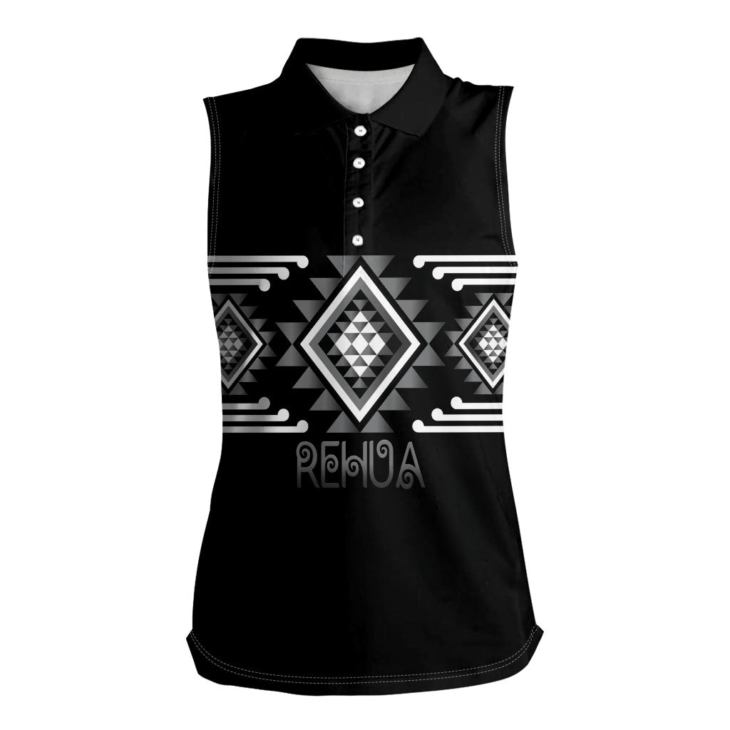 Aotearoa Atua Rehua Personalised Women Sleeveless Polo Shirt Maori God Of Healing Taniko Motifs LT14 Female Grey - Polynesian Pride