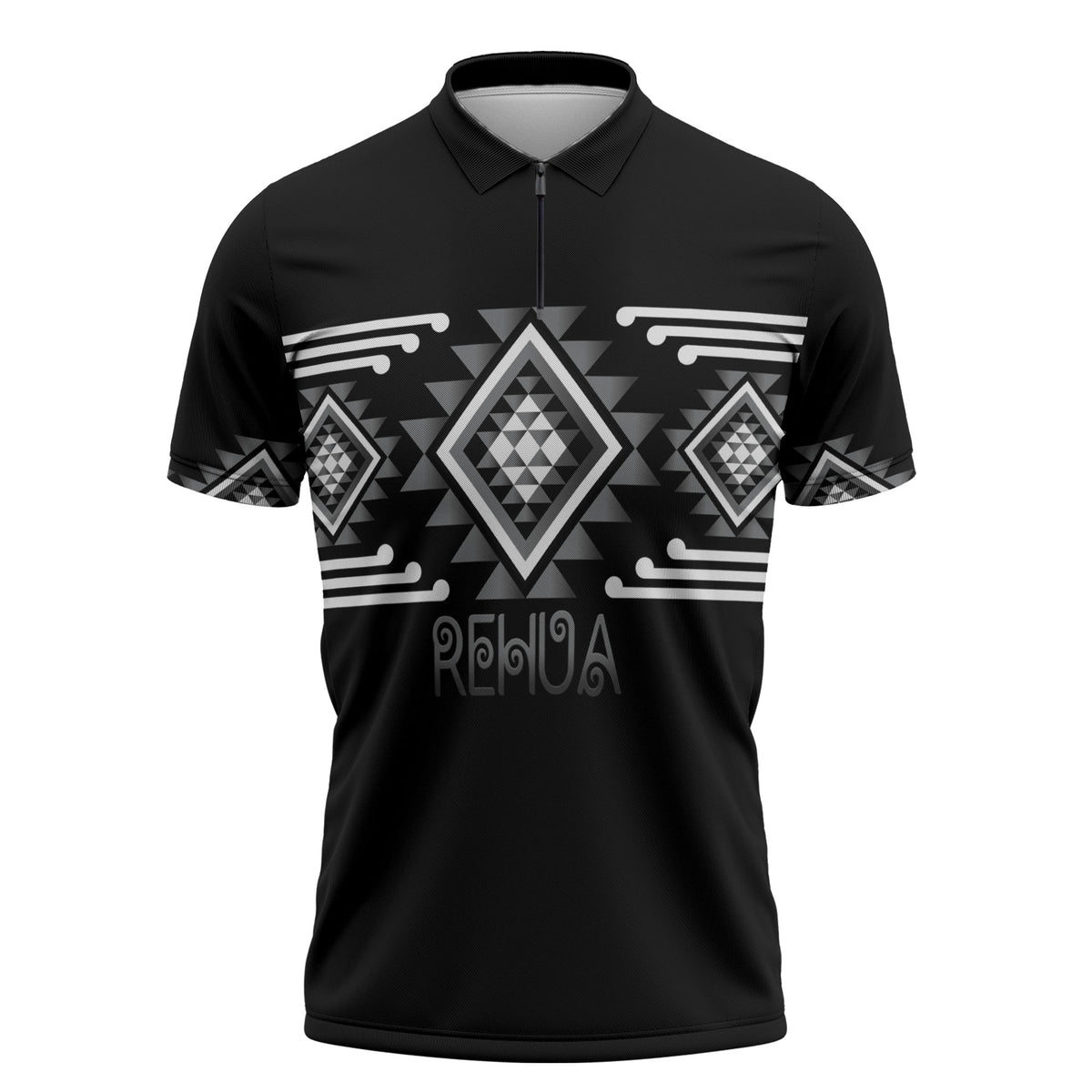 Aotearoa Atua Rehua Personalised Zipper Polo Shirt Maori God Of Healing Taniko Motifs LT14 Grey - Polynesian Pride