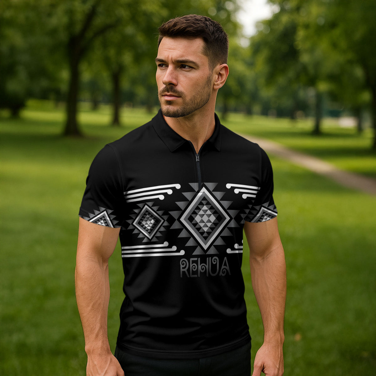 Aotearoa Atua Rehua Personalised Zipper Polo Shirt Maori God Of Healing Taniko Motifs LT14 - Polynesian Pride
