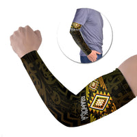 Aotearoa Atua Mahuika Personalised Arm Sleeves Maori Goddess Of Fire Taniko Motifs LT14 Set of 2 Yellow - Polynesian Pride