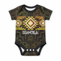 Aotearoa Atua Mahuika Personalised Baby Onesie Maori Goddess Of Fire Taniko Motifs
