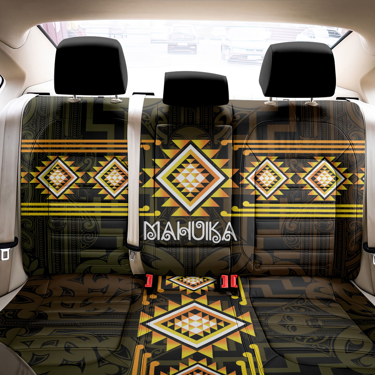Aotearoa Atua Mahuika Back Car Seat Cover Maori Goddess Of Fire Taniko Motifs LT14 - Polynesian Pride