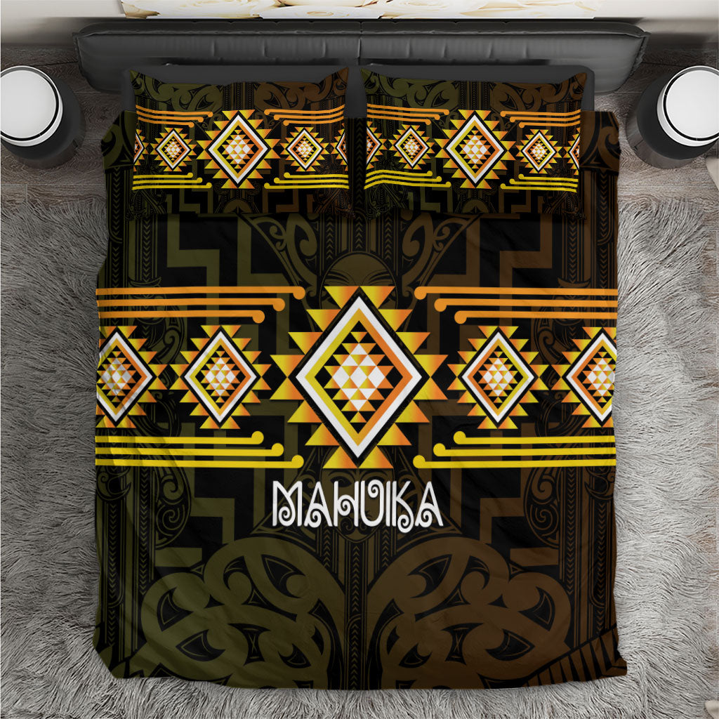 Aotearoa Atua Mahuika Bedding Set Maori Goddess Of Fire Taniko Motifs LT14 Yellow - Polynesian Pride