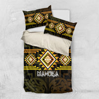 Aotearoa Atua Mahuika Bedding Set Maori Goddess Of Fire Taniko Motifs LT14 US Twin 172cm x 218cm Yellow - Polynesian Pride