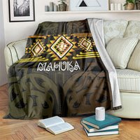 Aotearoa Atua Mahuika Blanket Maori Goddess Of Fire Taniko Motifs LT14 Yellow - Polynesian Pride