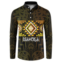 Aotearoa Atua Mahuika Personalised Button Sweatshirt Maori Goddess Of Fire Taniko Motifs LT14 Yellow - Polynesian Pride