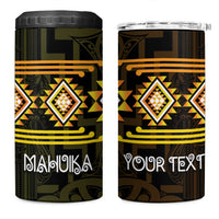 Aotearoa Atua Mahuika Personalised 4 in 1 Can Cooler Tumbler Maori Goddess Of Fire Taniko Motifs LT14 One Size: 16 oz Yellow - Polynesian Pride