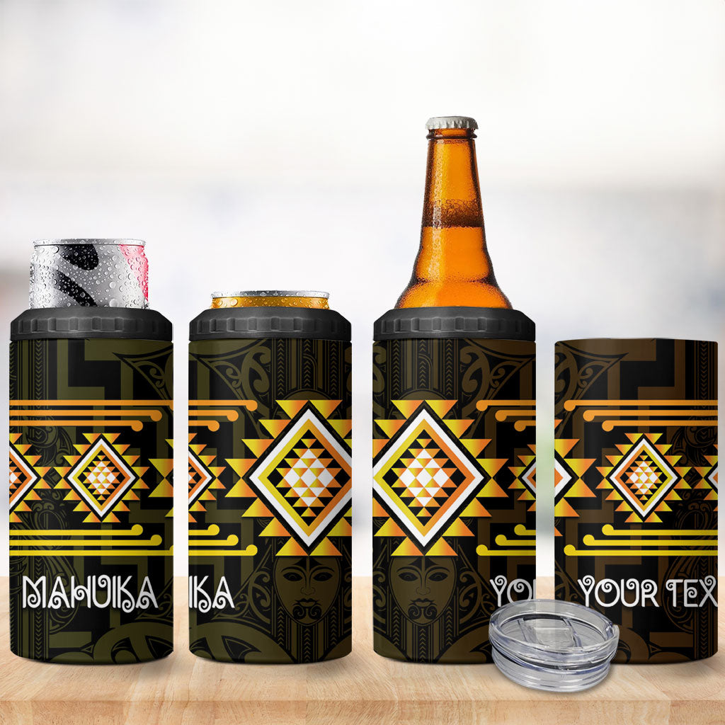 Aotearoa Atua Mahuika Personalised 4 in 1 Can Cooler Tumbler Maori Goddess Of Fire Taniko Motifs LT14 - Polynesian Pride
