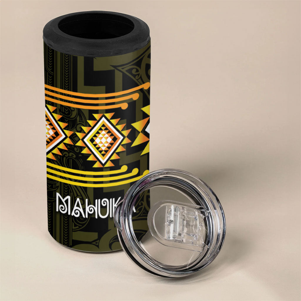 Aotearoa Atua Mahuika Personalised 4 in 1 Can Cooler Tumbler Maori Goddess Of Fire Taniko Motifs LT14 - Polynesian Pride
