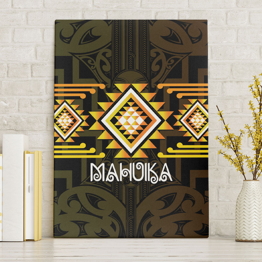 Aotearoa Atua Mahuika Canvas Wall Art Maori Goddess Of Fire Taniko Motifs LT14 Without Frame Yellow - Polynesian Pride