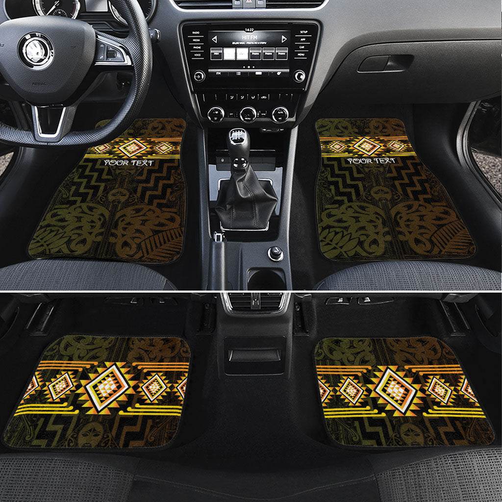 Aotearoa Atua Mahuika Personalised Car Mats Maori Goddess Of Fire Taniko Motifs LT14 Set 4pcs Yellow - Polynesian Pride