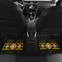 Aotearoa Atua Mahuika Personalised Car Mats Maori Goddess Of Fire Taniko Motifs LT14 Set 2pcs - Back Yellow - Polynesian Pride