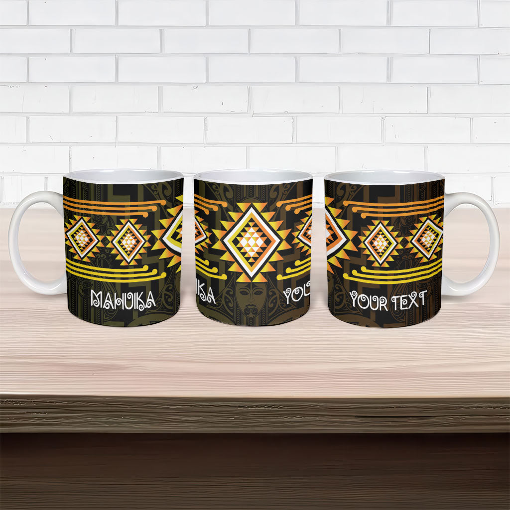 Aotearoa Atua Mahuika Personalised Ceramic Mug Maori Goddess Of Fire Taniko Motifs LT14 - Polynesian Pride