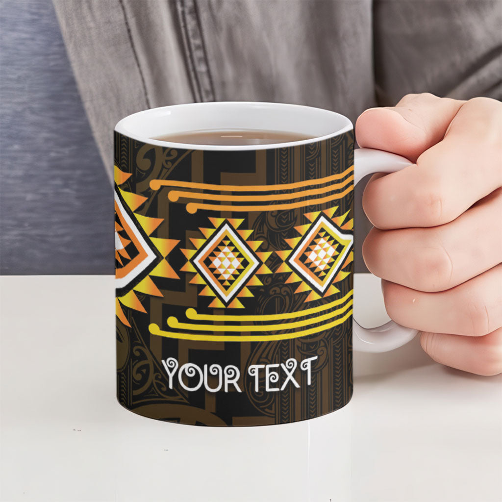 Aotearoa Atua Mahuika Personalised Ceramic Mug Maori Goddess Of Fire Taniko Motifs LT14 - Polynesian Pride