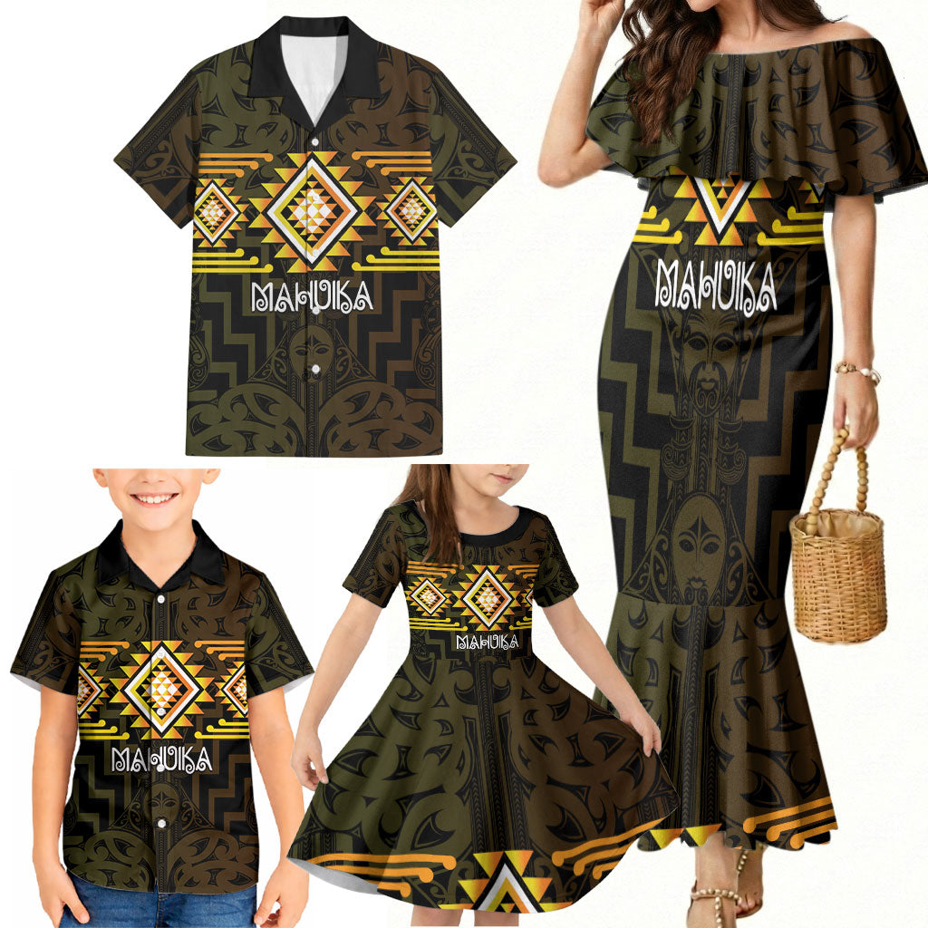 Aotearoa Atua Mahuika Personalised Family Matching Mermaid Dress and Hawaiian Shirt Maori Goddess Of Fire Taniko Motifs LT14 - Polynesian Pride