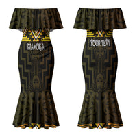 Aotearoa Atua Mahuika Personalised Family Matching Mermaid Dress and Hawaiian Shirt Maori Goddess Of Fire Taniko Motifs LT14 Mom's Dress Yellow - Polynesian Pride