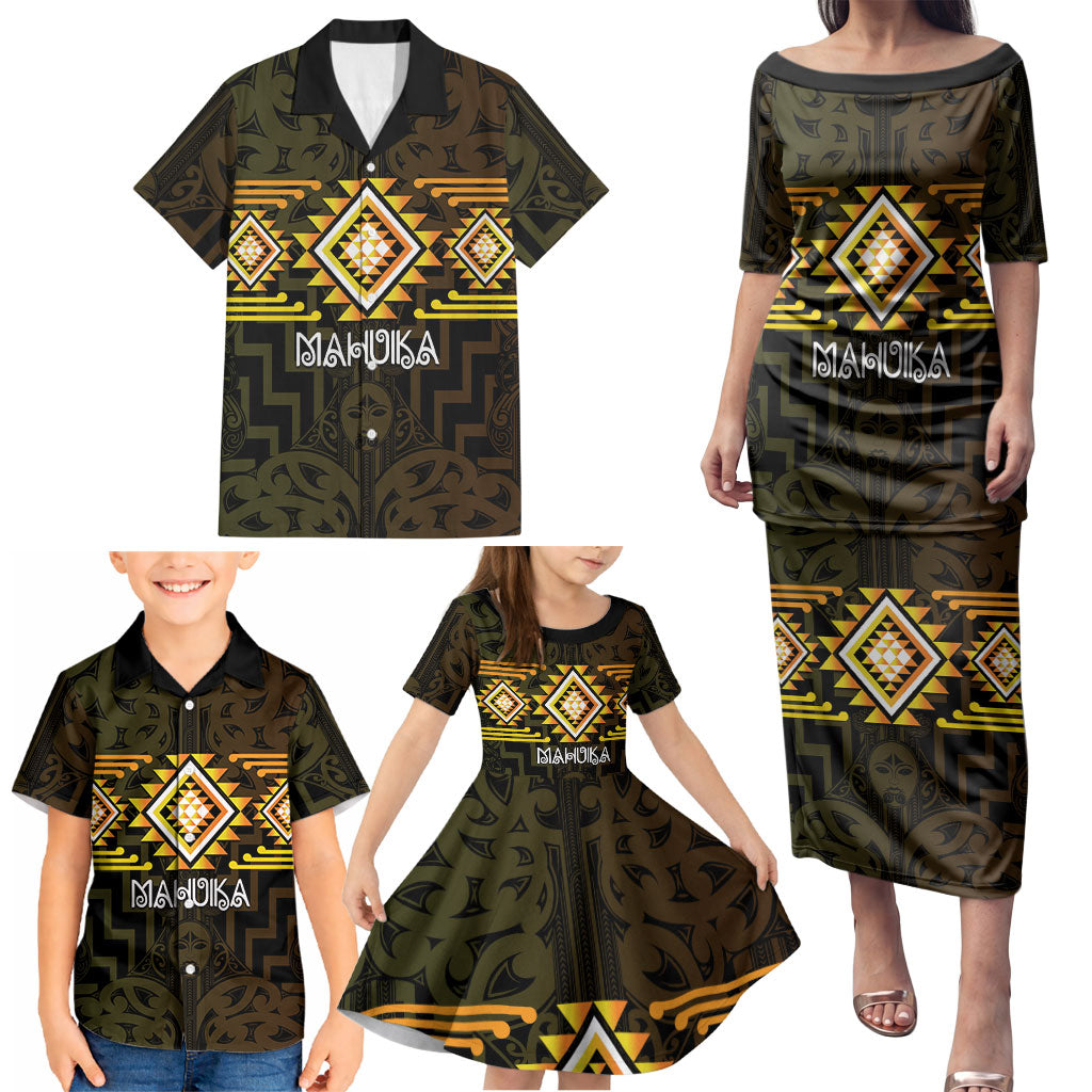 Aotearoa Atua Mahuika Personalised Family Matching Puletasi and Hawaiian Shirt Maori Goddess Of Fire Taniko Motifs LT14 - Polynesian Pride
