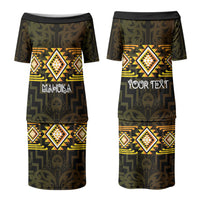 Aotearoa Atua Mahuika Personalised Family Matching Puletasi and Hawaiian Shirt Maori Goddess Of Fire Taniko Motifs LT14 Mom's Dress Yellow - Polynesian Pride