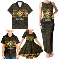 Aotearoa Atua Mahuika Personalised Family Matching Tank Maxi Dress and Hawaiian Shirt Maori Goddess Of Fire Taniko Motifs LT14 - Polynesian Pride