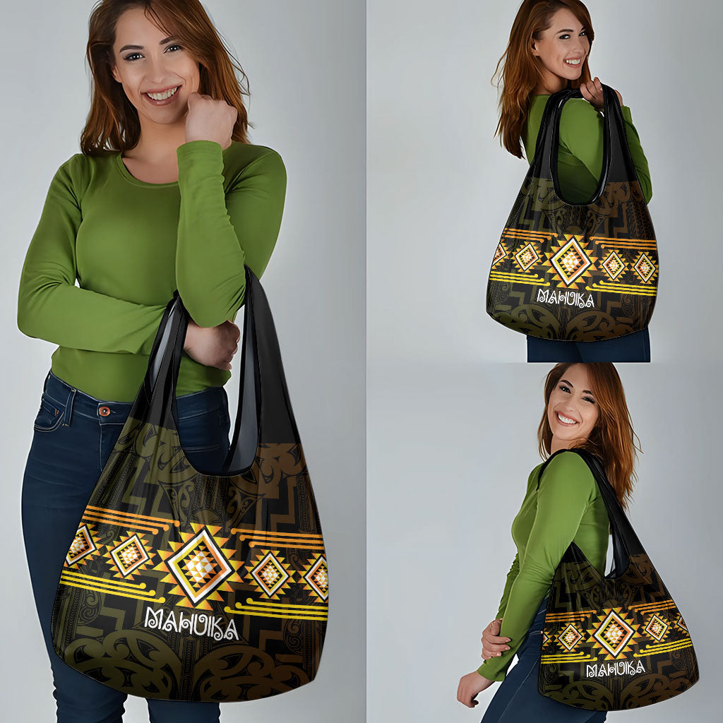 Aotearoa Atua Mahuika Grocery Bag Maori Goddess Of Fire Taniko Motifs LT14 - Polynesian Pride