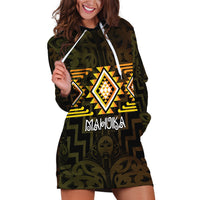 Aotearoa Atua Mahuika Personalised Hoodie Dress Maori Goddess Of Fire Taniko Motifs LT14 Yellow - Polynesian Pride