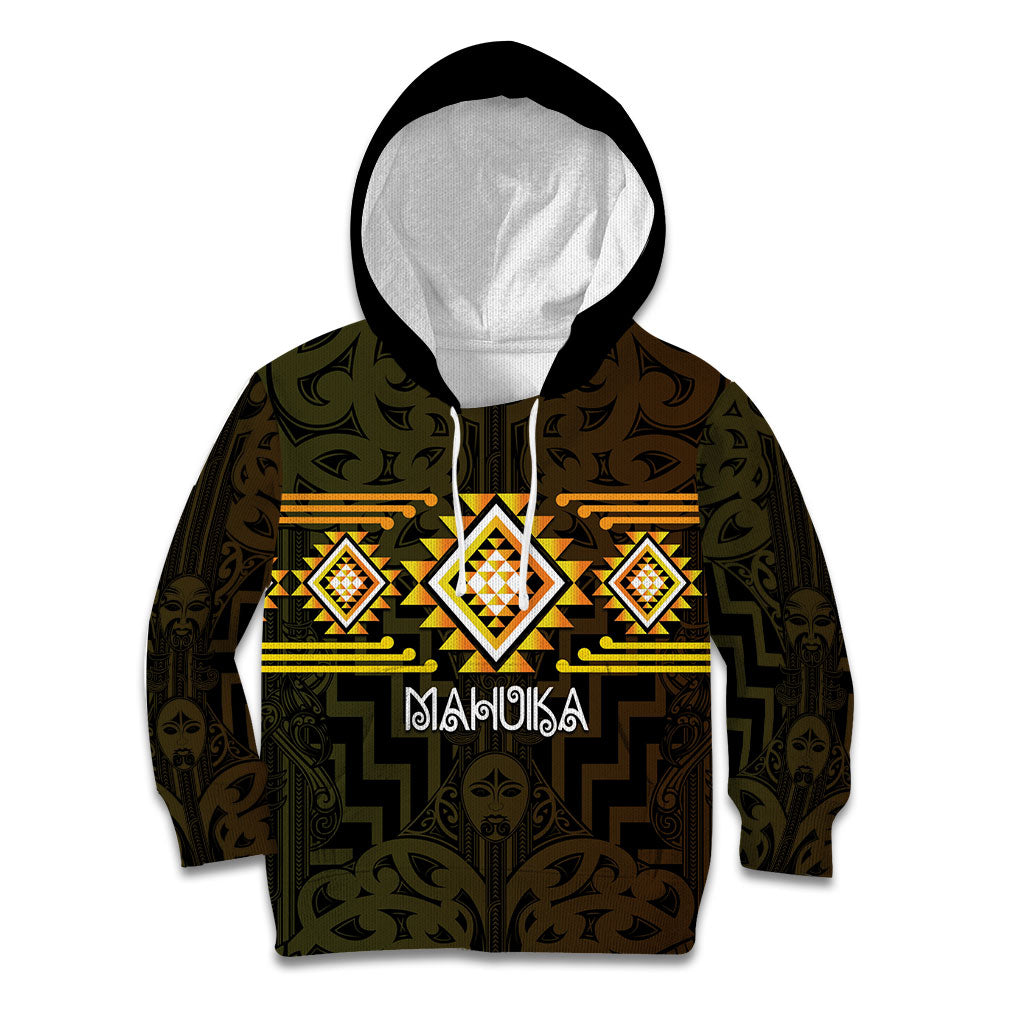Aotearoa Atua Mahuika Personalised Kid Hoodie Maori Goddess Of Fire Taniko Motifs LT14 Hoodie Yellow - Polynesian Pride