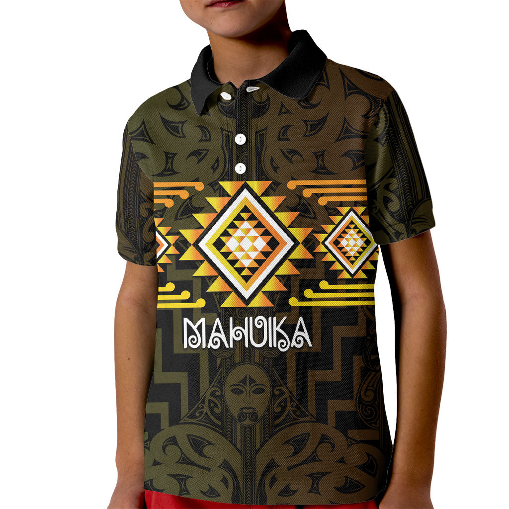 Aotearoa Atua Mahuika Personalised Kid Polo Shirt Maori Goddess Of Fire Taniko Motifs LT14 Kid Yellow - Polynesian Pride