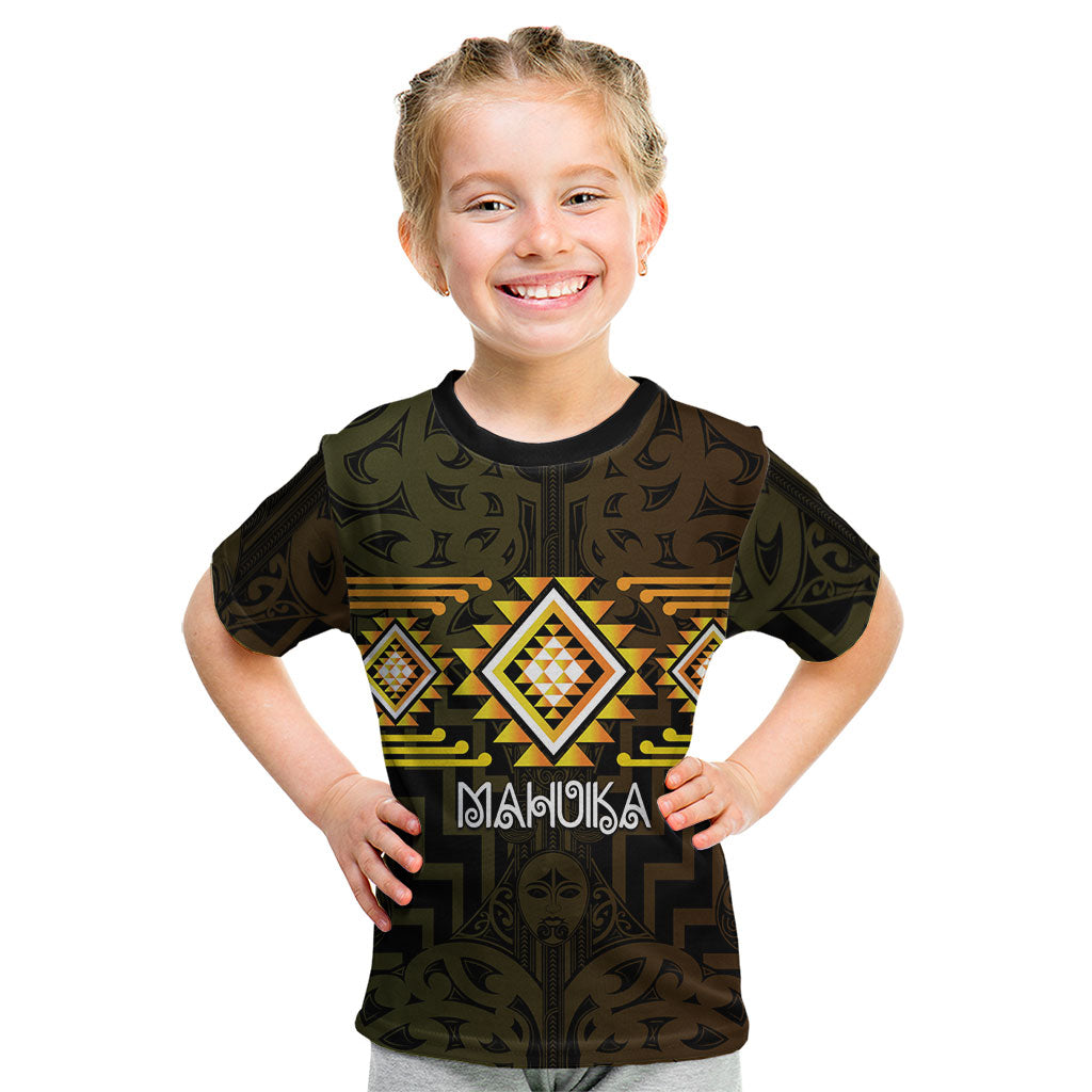 Aotearoa Atua Mahuika Personalised Kid T Shirt Maori Goddess Of Fire Taniko Motifs