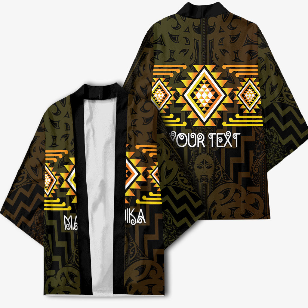 Aotearoa Atua Mahuika Personalised Kimono Maori Goddess Of Fire Taniko Motifs LT14 - Polynesian Pride