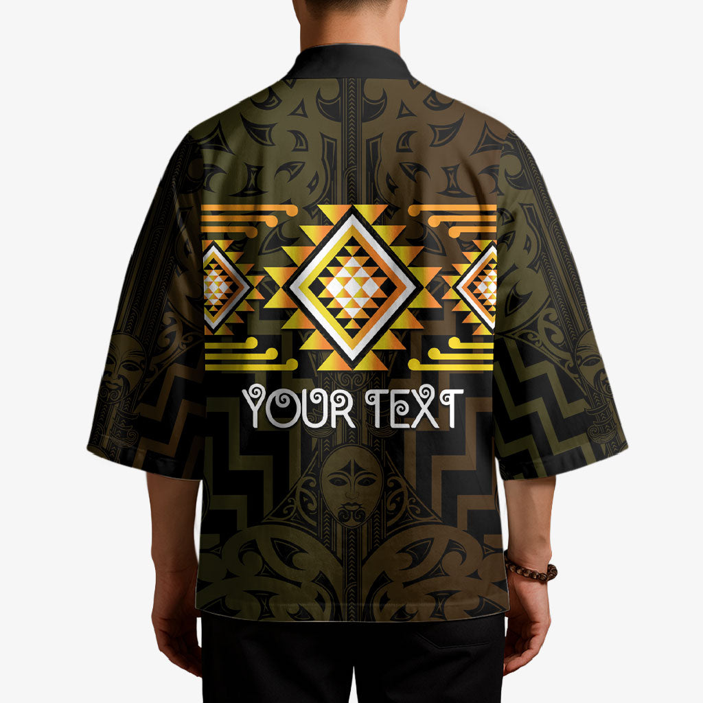 Aotearoa Atua Mahuika Personalised Kimono Maori Goddess Of Fire Taniko Motifs LT14 - Polynesian Pride