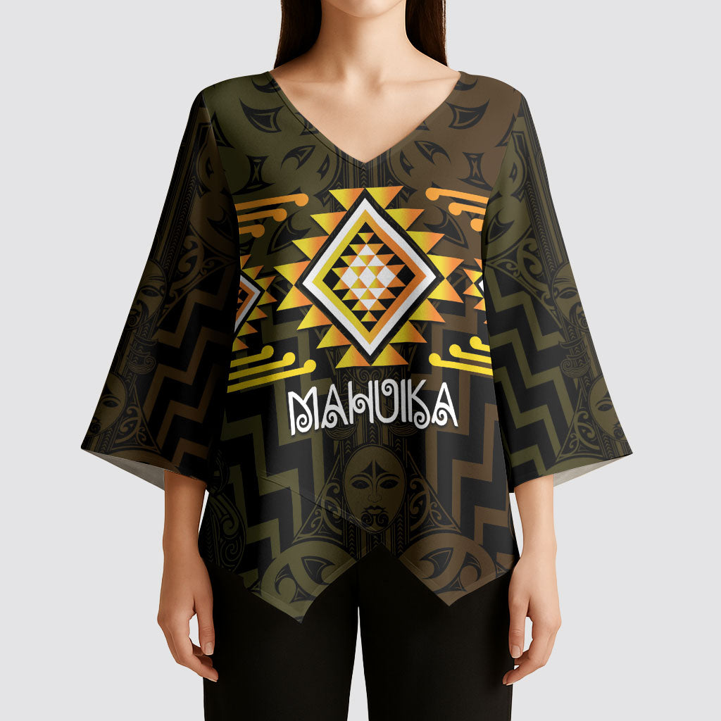 Aotearoa Atua Mahuika Personalised Kimono Sleeve Blouse Maori Goddess Of Fire Taniko Motifs LT14 - Polynesian Pride