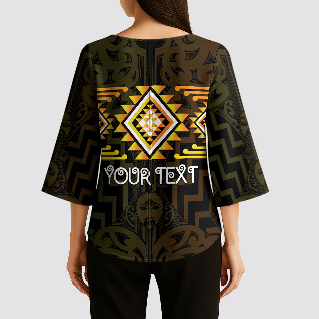 Aotearoa Atua Mahuika Personalised Kimono Sleeve Blouse Maori Goddess Of Fire Taniko Motifs LT14 - Polynesian Pride