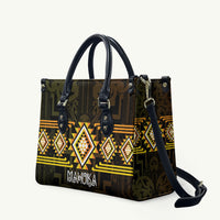 Aotearoa Atua Mahuika Leather Bag Maori Goddess Of Fire Taniko Motifs LT14 Yellow - Polynesian Pride
