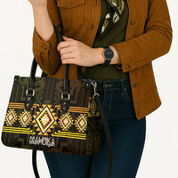 Aotearoa Atua Mahuika Leather Bag Maori Goddess Of Fire Taniko Motifs LT14 - Polynesian Pride