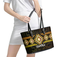 Aotearoa Atua Mahuika Leather Tote Bag Maori Goddess Of Fire Taniko Motifs LT14 - Polynesian Pride