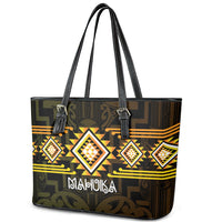 Aotearoa Atua Mahuika Leather Tote Bag Maori Goddess Of Fire Taniko Motifs LT14 - Polynesian Pride