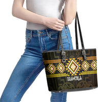 Aotearoa Atua Mahuika Leather Tote Bag Maori Goddess Of Fire Taniko Motifs LT14 - Polynesian Pride