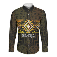 Aotearoa Atua Mahuika Personalised Long Sleeve Button Shirt Maori Goddess Of Fire Taniko Motifs LT14 Unisex Yellow - Polynesian Pride